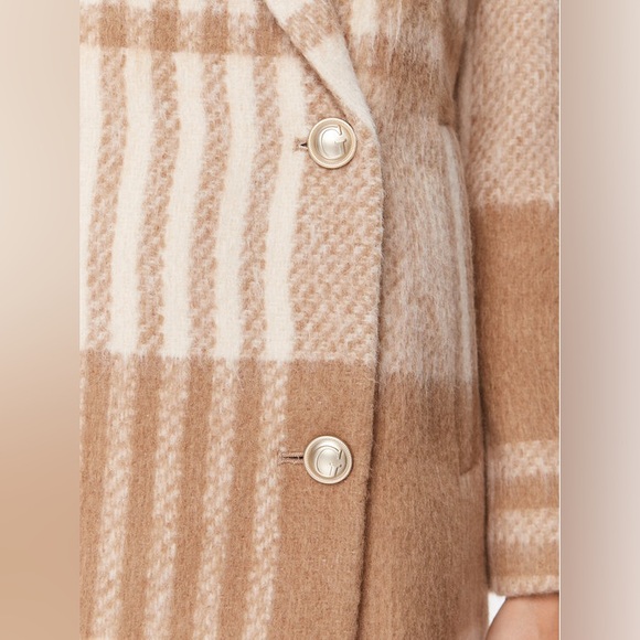 Guess Beige Cream Wool Plaid Double-Breasted Coat Sz XS - Picture 11 of 11